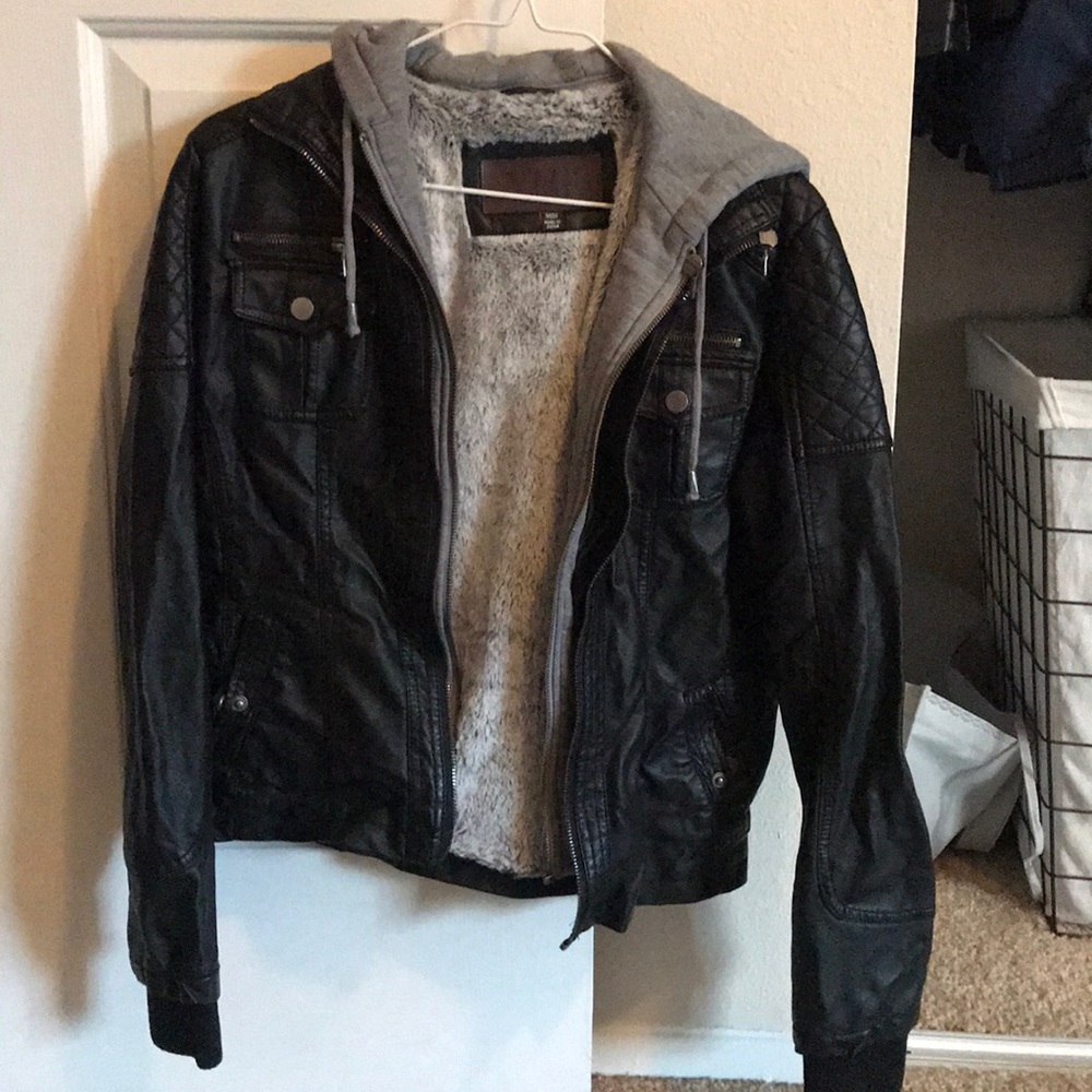 Double zipper leather jacket